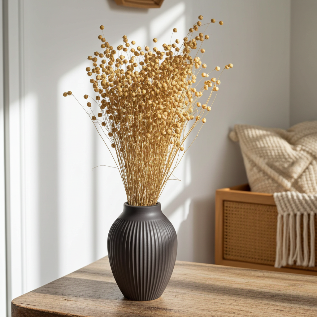 Sušený Len Natur – přírodní dekorace s jemnými květy pro rustikální a minimalistická aranžmá